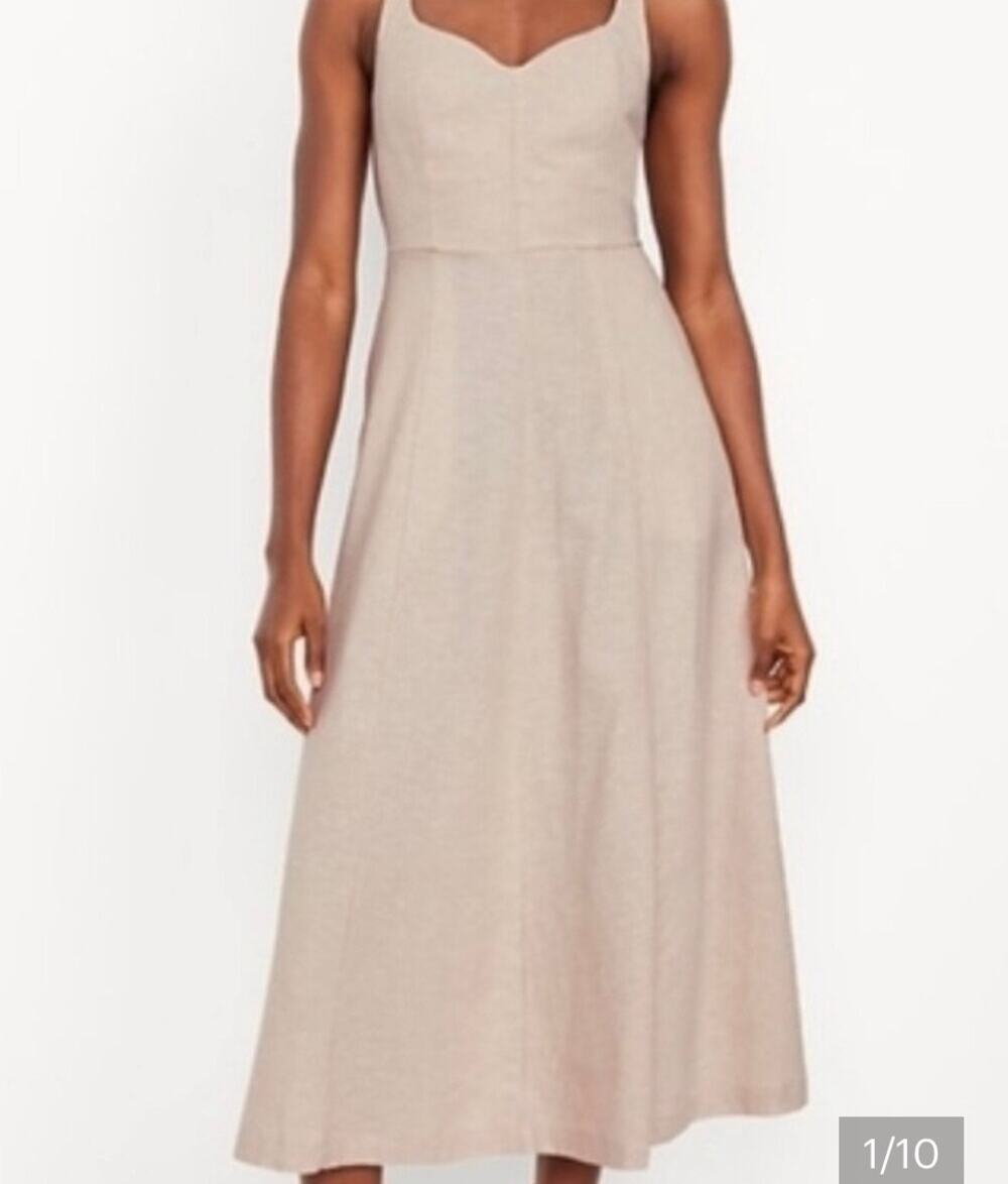 Old Navy linen blend Midi Dress Flax/Oatmeal size XL